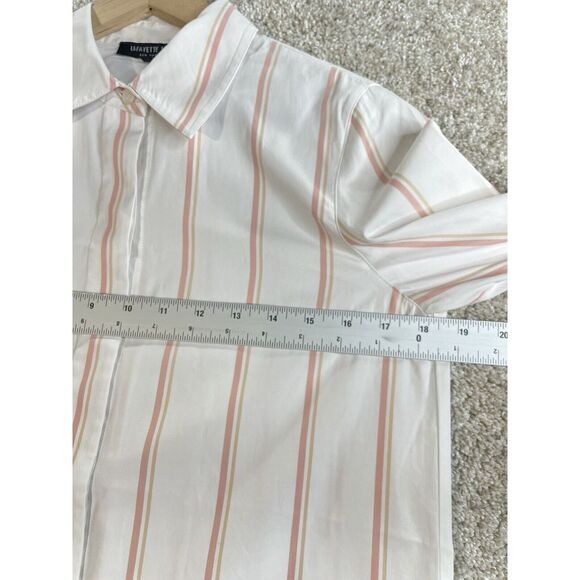 lafayette 148 New York Shirt Women's XS Button Striped Long Sleeve Poplin Blouse - Picture 6 of 7